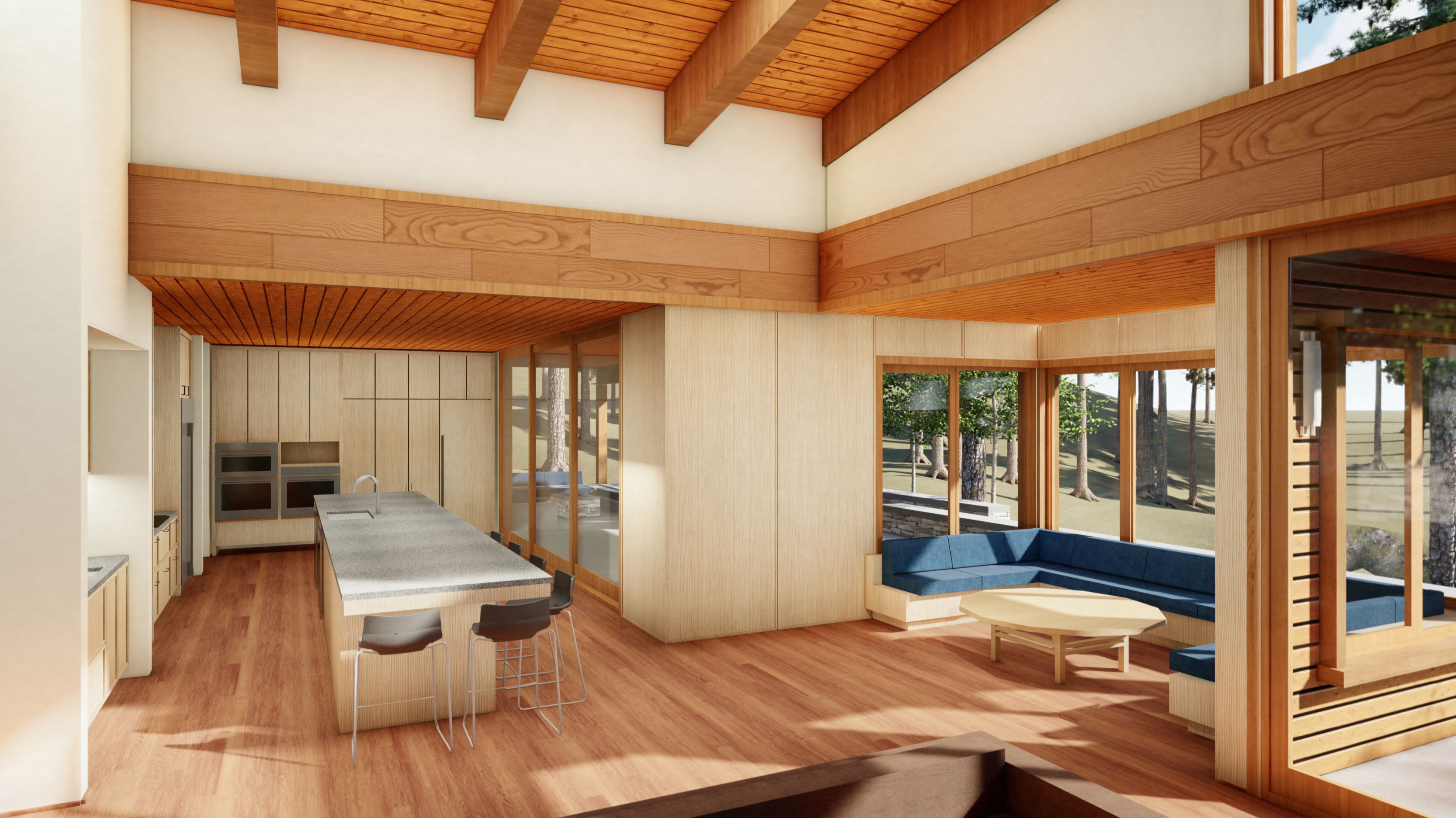 watercolor painting of building near sea