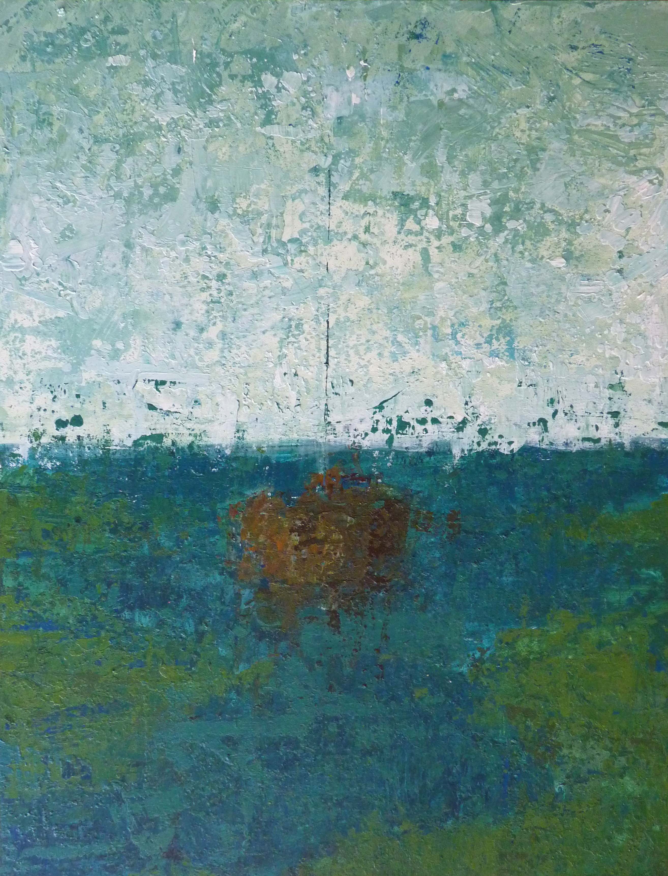 watercolor painting of building near sea